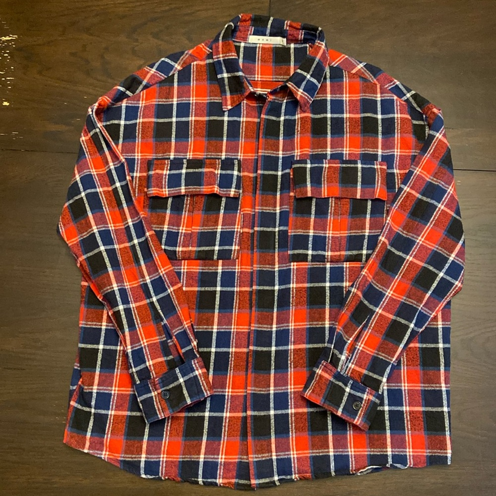 MNML - Plaid Cargo Shirt - Blue/Red - Sz. XL - Condition 9/10.
